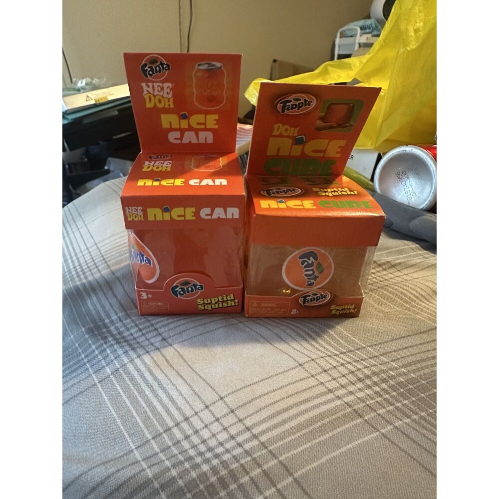 Fanta Orange Soda Bottle & Cube Squishy Set - Viral Fidget Sensory Toys